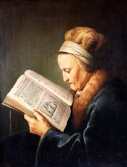 unknow artist Portrait of an old woman reading Spain oil painting art